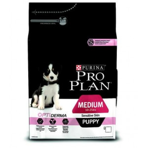 PRO PLAN "Puppy Medium Sensitive Skin" с комплексом OPTIDERMA сухой 3 кг для щенков средних пород Лосось