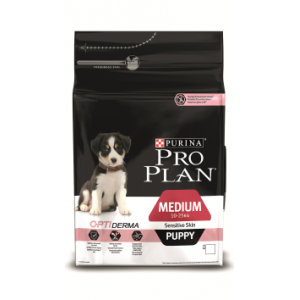 PRO PLAN "Puppy Medium Sensitive Skin" с комплексом OPTIDERMA сухой 12 кг для щенков средних пород Лосось