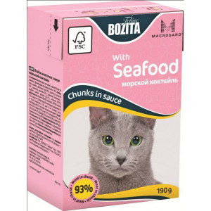 BOZITA MINI Tetra Pak консервы 190 г для кошек кусочки в соусе Морской Коктейль BOZITA MINI Tetra Pak консервы 190 г для кошек кусочки в соусе Морской Коктейль