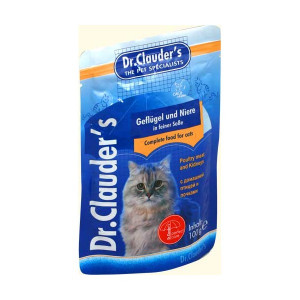Dr.Clauder`s консервы 100 гр. для кошек Домашняя птица и Почки кусочки в соусе