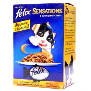 FELIX Sensations консервы Ассорти 4 х85 г + игрушка 360 гр