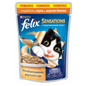 FELIX Sensations в Удивительном соусе консервы Индейка, Бекон