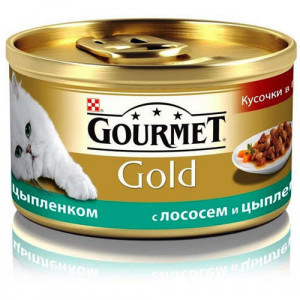 GOURMET GOLD консервы Лосось, Цыпленок кусочки в подливке GOURMET GOLD консервы Лосось, Цыпленок кусочки в подливке