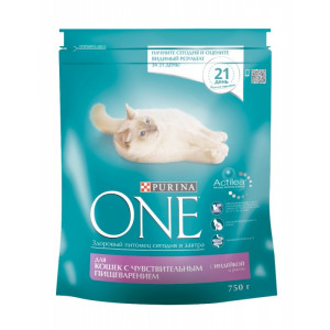 PURINA ONE "Sensitive" сухой 750 гр для Кошек с чувствительным пищеварением Индейка Рис PURINA ONE "Sensitive" сухой 750 гр для Кошек с чувствительным пищеварением Индейка Рис