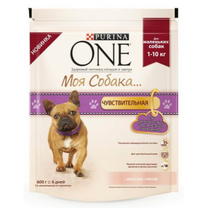 PURINA ONE "Моя Собака... Чувствительная" сухой 600 гр для Собак Лосось