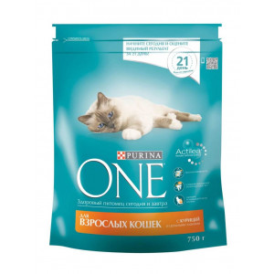 PURINA ONE "Adult" сухой 750 гр для Кошек Курица рис