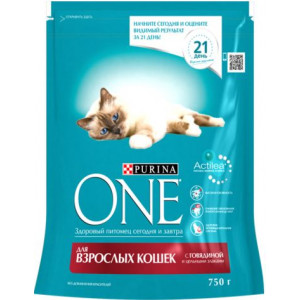 PURINA ONE "Adult" сухой 750 гр для Кошек Говядина Злаки PURINA ONE "Adult" сухой 750 гр для Кошек Говядина Злаки