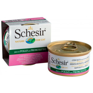 Schesir консервы 85 г для кошек Филе Цыпленка+ветчина