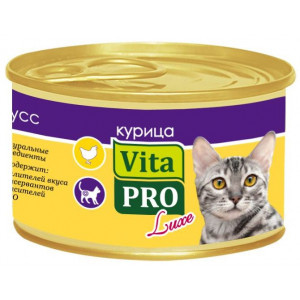VITA PRO LUXE Консервы д/кошек от 1г курица  85г мусс /24/