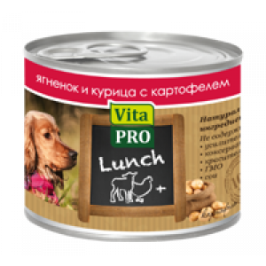 VITA PRO LUNCH Консервы д/собак Ягненок, Курица, картофель 200г ж/б