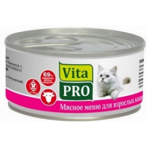 VITA PRO Консервы д/кошек Говядина 100г ж/б VITA PRO Консервы д/кошек Говядина 100г ж/б