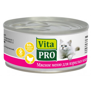 VITA PRO Консервы д/кошек Курица 100г ж/б