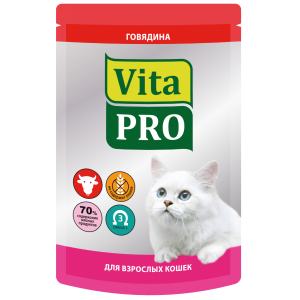 VITA PRO Корм влажный д/кошек от 1 г Говядина 100г VITA PRO Корм влажный д/кошек от 1 г Говядина 100г