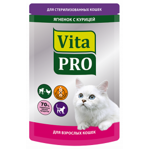 VITA PRO Корм влажный д/стерилизованных кошек от 1г Ягненок,Курица 100г